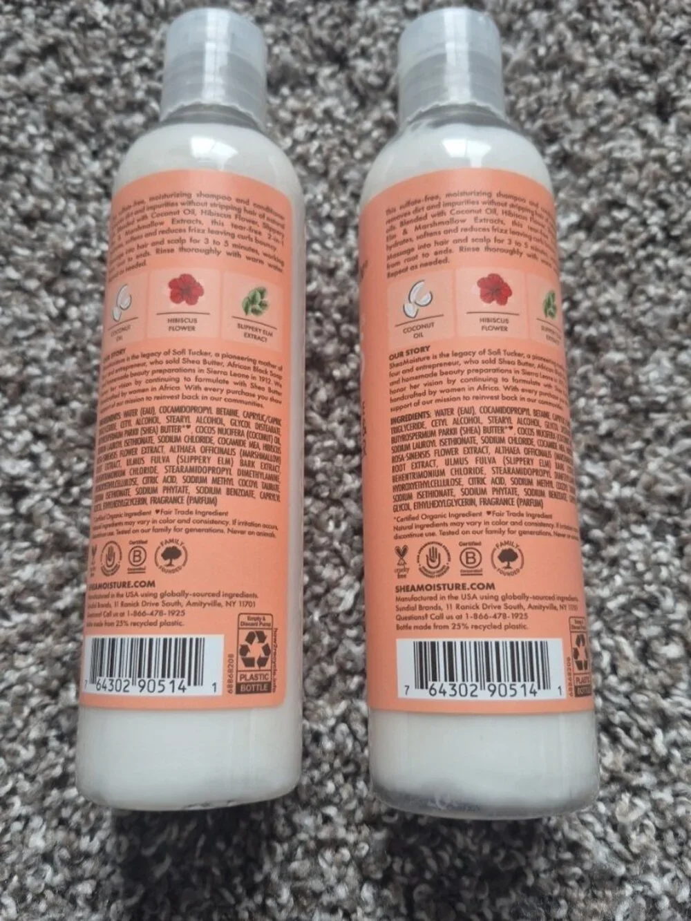 2 X Shea Moisture Coconut & Hibiscus Kids 2 in 1 Shampoo & Conditioner Curl 8Oz